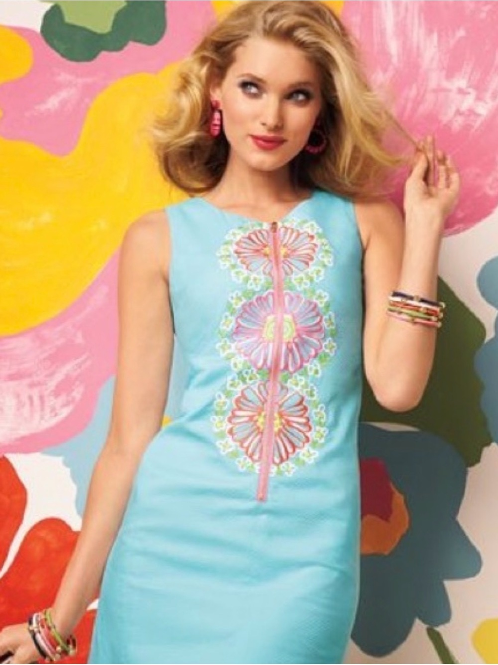 Lilly Pulitzer Kolby Shift Dress in "Shorely Blue Bloomin' Garden".